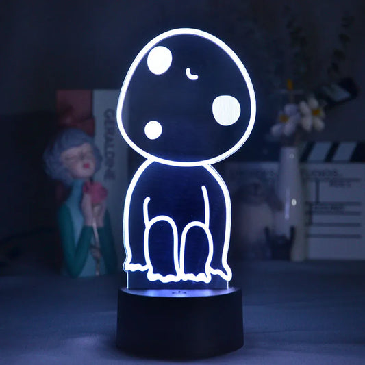 Anime Princess Mononoke Hime Figure Kodama 3D Lamps LED Neon Night Lights Lovely Gifts RGB Bedroom Bedside Table Desk Decoration