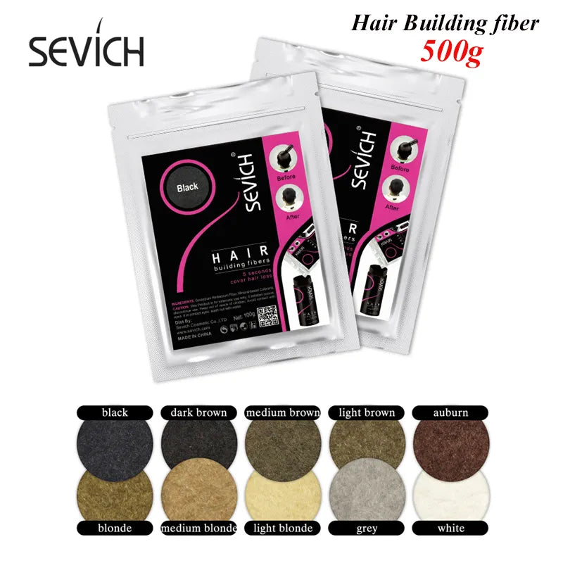 10colors Cosmetic Styling Keratin Powders Building Hair Fibers Black/Dk Brown Hair Styling Powder Instant Thicker Hair 500g