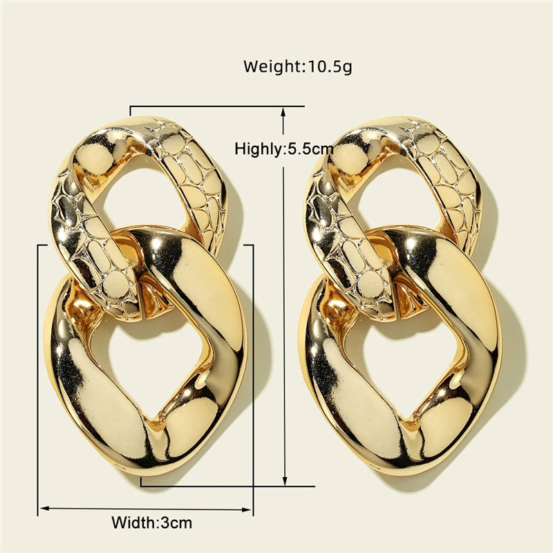 CWEEL Trend Vintage Gold Earrings for Women Drop Dangle Pendientes Big Statement Earring Female Earings Fashion Jewelry
