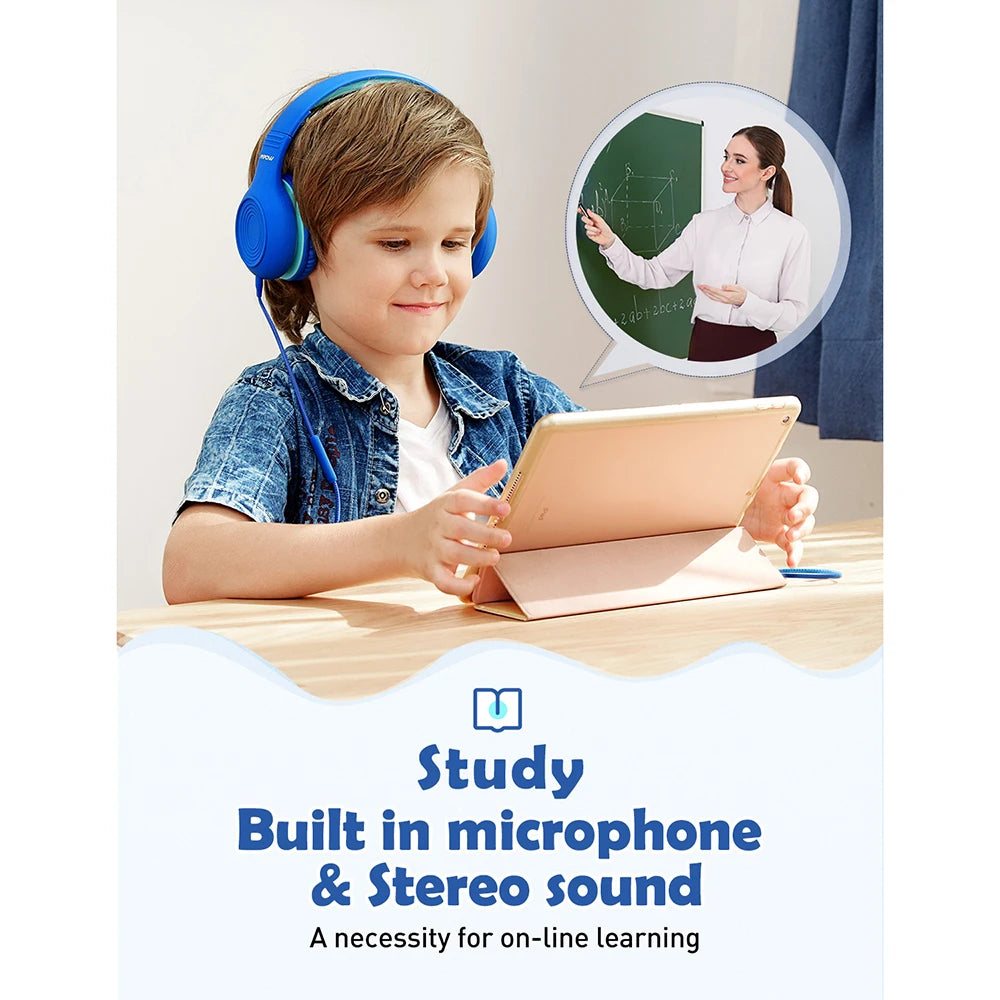 Mpow CH6 Wired Child Kids Headphones Food Grade Material 85dB Limited Volume with 3.5mm AUX Port for MP3 MP4 PC Phone Laptops