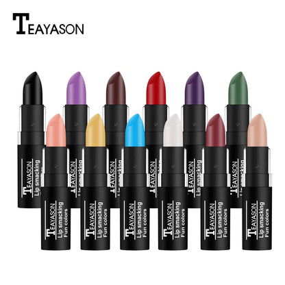 Sexy Red Matte Lipstick Nude Velvet Lip White Black Green Waterproof Long-Lasting Lip Stick Makeup Creative Makeup for Halloween