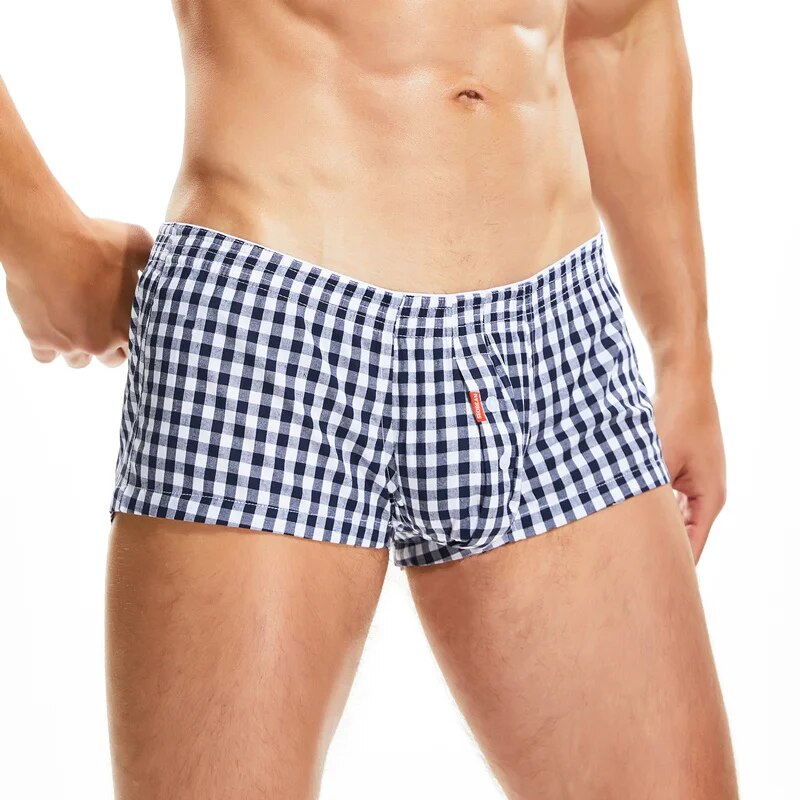 Men's Underwear Boxers Cotton Underpants High Quality Male Panties Boxer Shorts Plaid Point Comfortable Lounge Loose Underwears