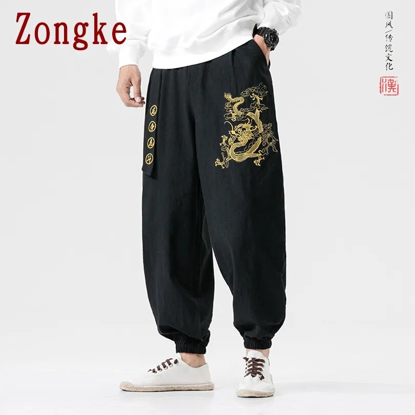 Dragon Embroidery Pants Men Joggers Trousers Men Pants Streetwear Sweatpants Harem Pants Men Trousers 5XL 2023 Spring New