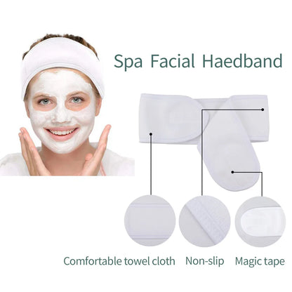 1pcs Eyelashes Extension Wash Face/Spa/Eye Lash Soft Face Headband Make Up Wrap Head Terry Cloth Headband with Magic Tape Tool