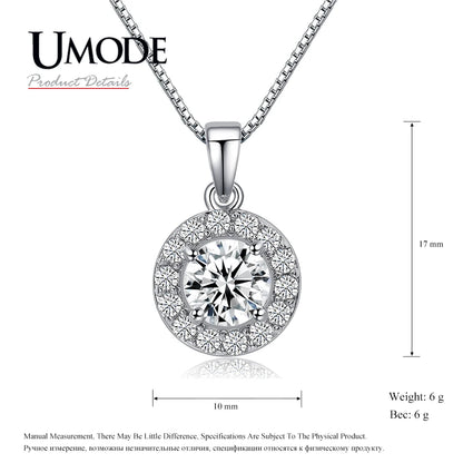 UMODE Hearts & Arrows Cut 0.6 Carat Top Quality AAA+ CZ Cubic Zirconia Round Pendant Necklace UN0012