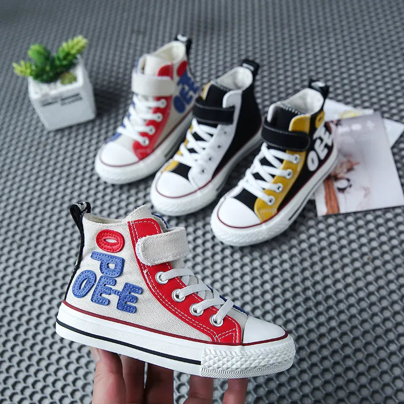 Kids Shoes Canvas High Top Children's Sneakers Boys Girls Casual Shoes Korean Breathable Student Sport Shoes Sapato Infantil