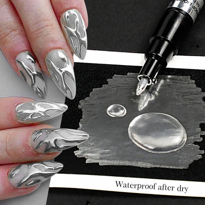 Gold/Silver Mirror Marker Nail Polish Liquid Pen DIY Art Resin Paint Chrome Metallic Craftwork Nail Dye Pens Accessories Tools