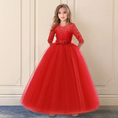 Girls Christmas Party Princess Costume Kids Chiffon Dress Wedding Birthday Formal Evening Ball Gown Children Anniversary Dress