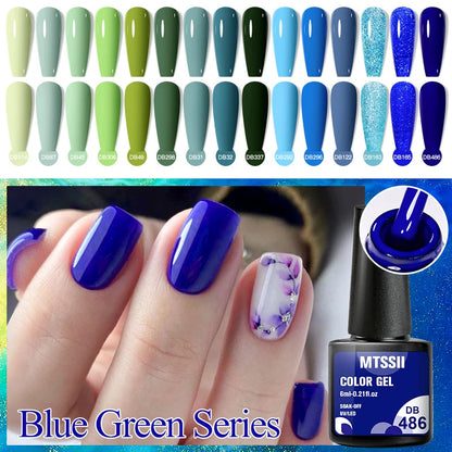 Mtssii Green Blue Uv Gel Nail Polish Top Uv Led Gel Nail Art Varnish Hybrid Soak Off Gel Lacquer Lucky Nail Paint Gel Polish