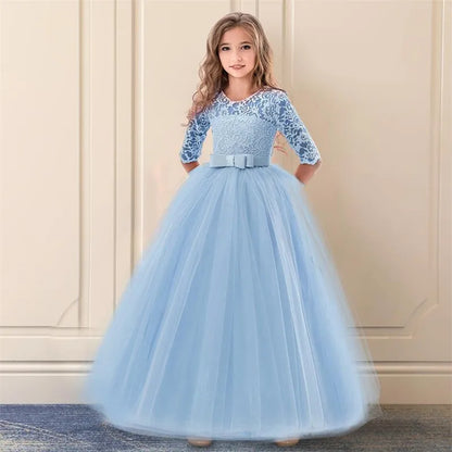 Girls Christmas Party Princess Costume Kids Chiffon Dress Wedding Birthday Formal Evening Ball Gown Children Anniversary Dress