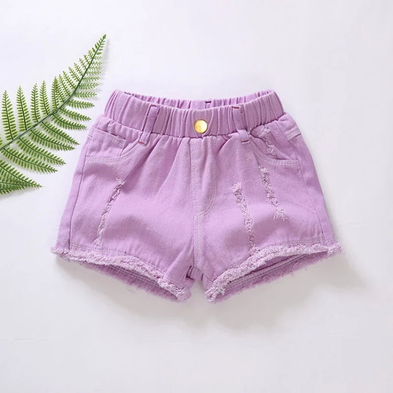 Korean Girls Denim Shorts Hole Summer Girls Jeans Short Pants Fashion Children's Wear Teenage Kids 12 years old Thin Hot Pants