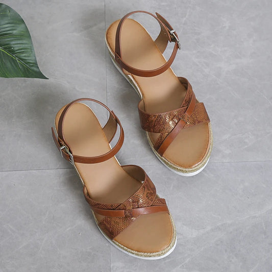 Ankle Buckle Women's Wedge Sandals 2023 Summer Plus Size Platform Sandles Women Casual Non Slip Beach Sandalias Female