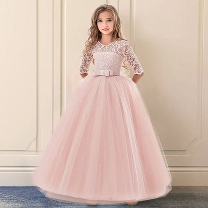 Girls Christmas Party Princess Costume Kids Chiffon Dress Wedding Birthday Formal Evening Ball Gown Children Anniversary Dress