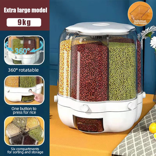 Home Food Storage Container Rotatable Rice Barrels Sealed Cereal Dispenser Rice Tank Grain Box Kitchen Food Storage Container