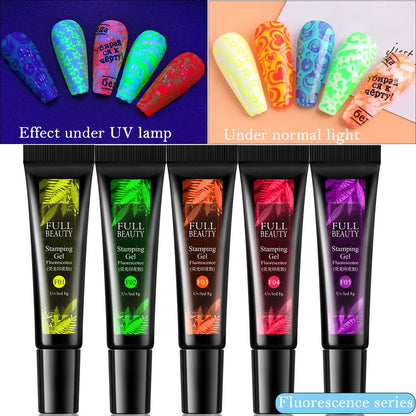 5/6pcs Varnish For Stamping Gel Polish Set Nails Art Template Stamping Paint Fluorescent Colors Hybrid Lacquer Manicure Supplies