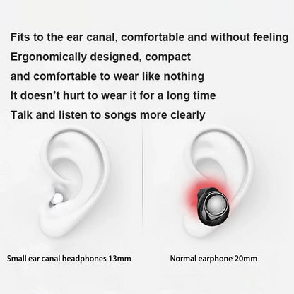 Invisible Earphones Mini Headphones Bluetooth TWS Wireless Touch Gaming NFC Semi-In-Ear Earbuds Noise Reduction Sports Headset