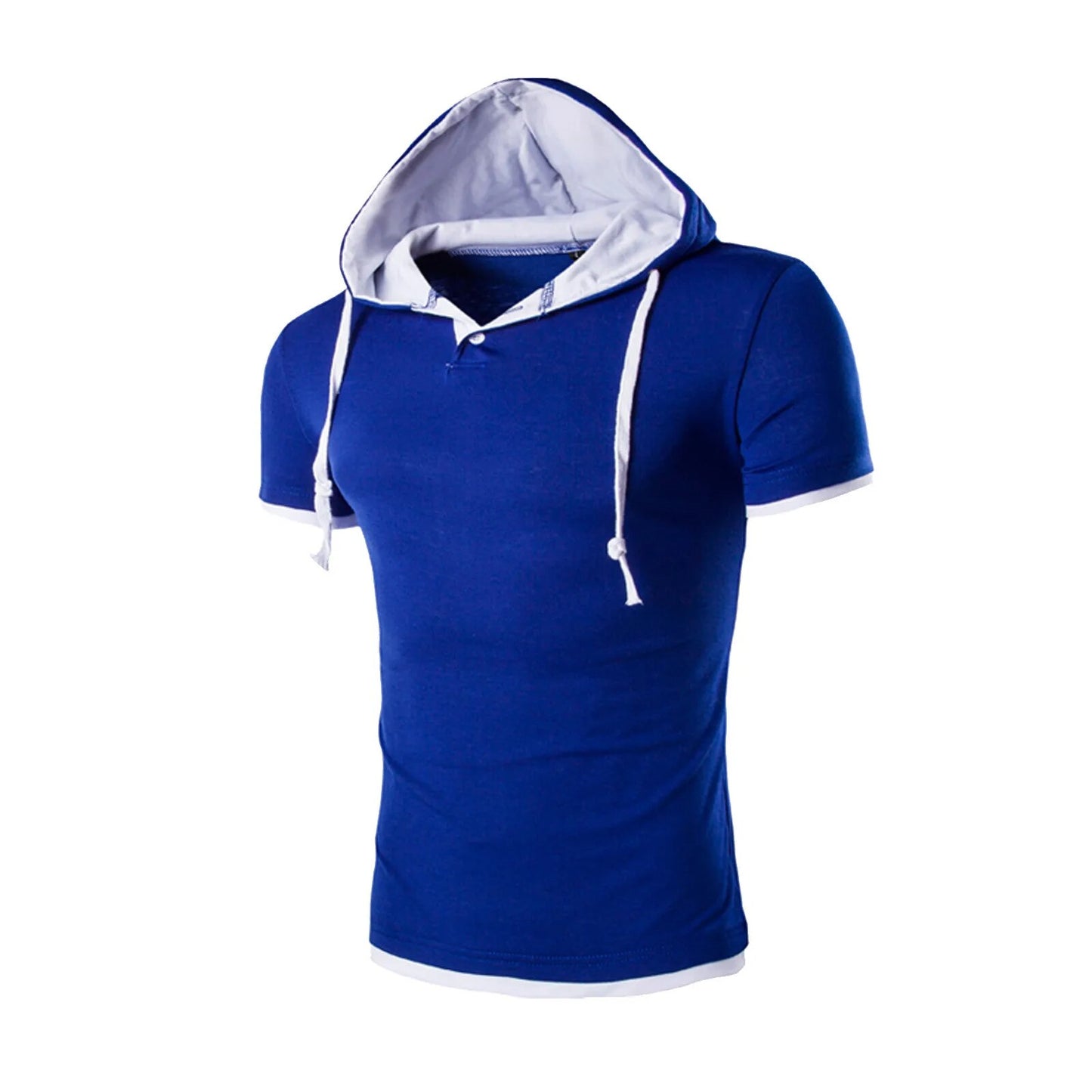 Men's Shirts Short Sleeve Men Fitness Muscle Hooded Bodybuilding Tight-drying T Shirt Tops Casual Summer Shirt For Men Clothing