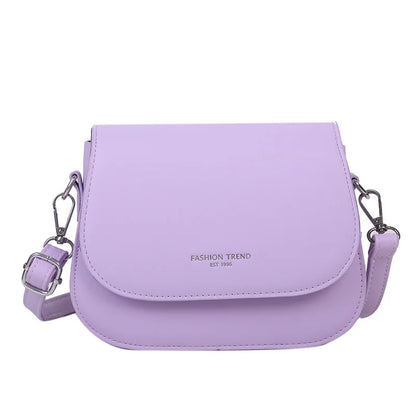 Women Trendy Saddle Shoulder Bag PU Leather Crossbody Bag Simple Solid Color Flap Messenger Bag Designer Handbags Pouch