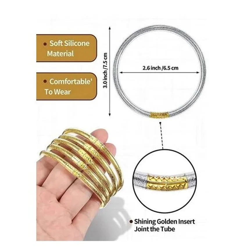 9pcs Glitter Jelly Bracelet Set Women's All Weather Tibetan Buddhist Temple lucky Charm Bangle Gift for Girls Mother's Day Party