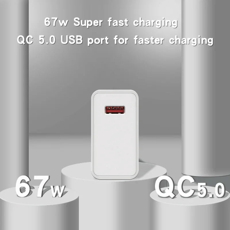 67W Fast Charging Charger For Xiaomi 13 12 11 Pro EU/US/UK USB Adapter Standard Charge Universal Mobile Phone Charging Cable Set