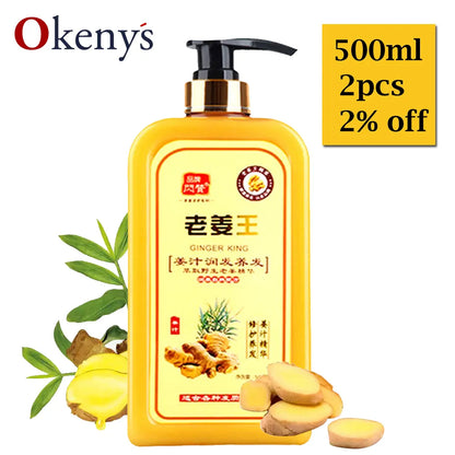 1 Bottle Ginger Juice Anti Hair Loss Hair Shampoo Professional Repair Damage Hair, Hair Growth DENSE,ANTI ITCHING,OIL CONTROL