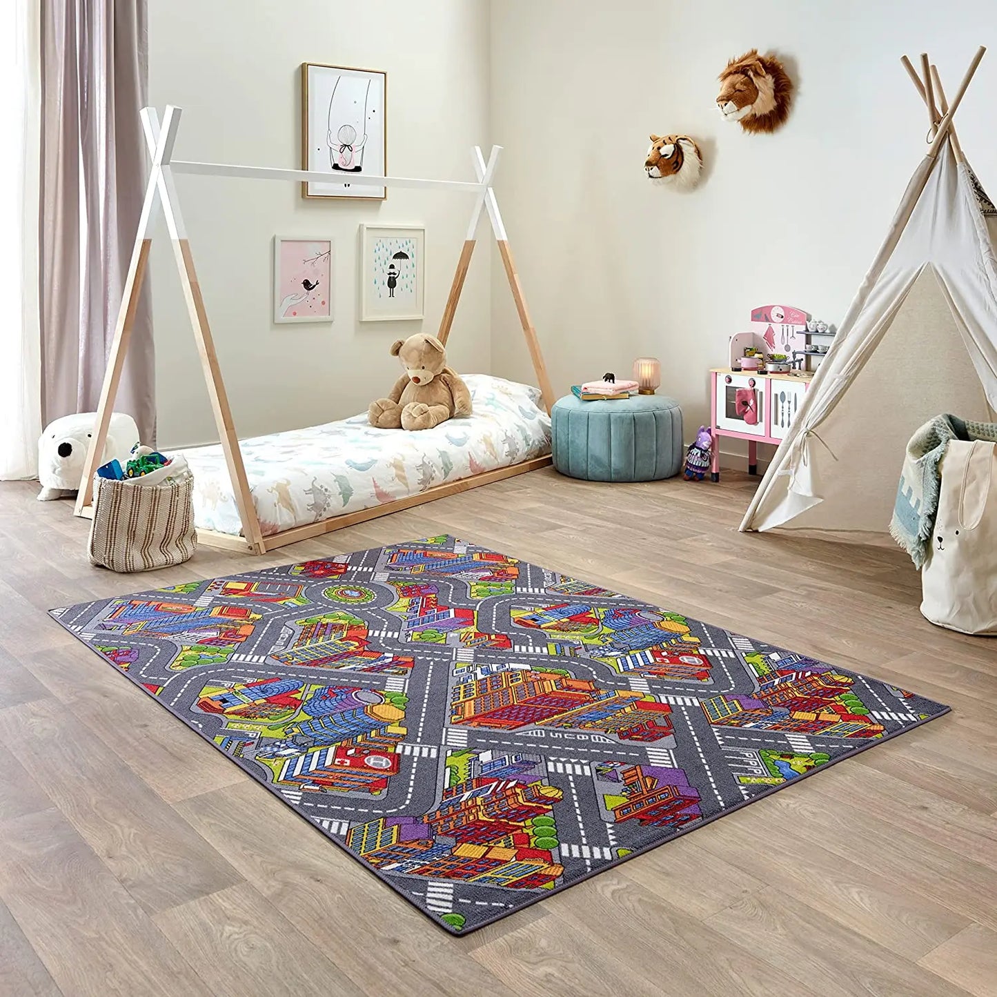 Studio de tapis kids car rugs,  room play mats for boys and girls, non-slip  home decor, floor