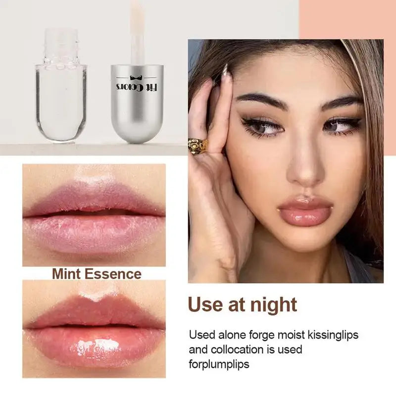 Lip Oil Day Night Instant Volume Plumper Oil Clear Mint Lip Balm Moisturizer Reduces Thin Lip Line Cosmetic Lip Gloss Lip Serum