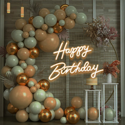 Happy Birthday Led Neon Light Transparent Acrylic Glow Happy Birthday Neon Sign  for Wedding Party Wall Hang Decor