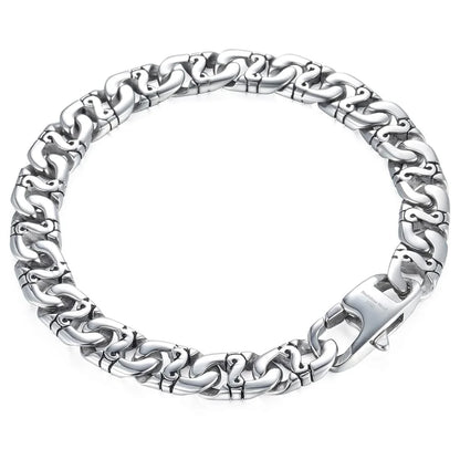 9.5mm Men's Biker Bracelet Silver Color 316L Stainless Steel Marina Link Chain Bracelets for Women Wholesale Jewelry HB19