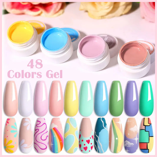 LILYCUTE 48 Colors Mud Gel Full Coverage Colorful Paint Gel DIY Creamy Texture Nail Gel Polish Manicure Varnishes Solid UV Gel