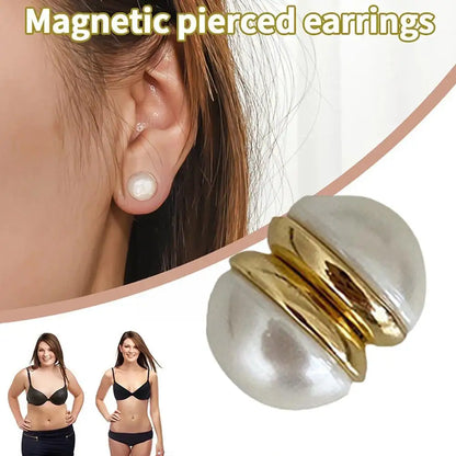Non Piercing Lymphatic Drainage Acupressure Earrings Womens Magnetic Lymphvity Magnetology Stud Lymph Pearl Earrings NEW