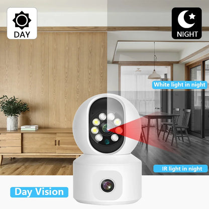 Mccpuo 4K 8MP Dual Lens WIFI PTZ Camera Dual Screen Baby Monitor AI Human Auto Tracking Indoor Home Security CCTV iCsee Alexa