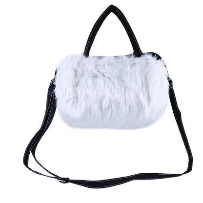 Lady Girl Pretty Cute Faux Rabbit Fur Handbag Shoulder Messenger Bag Tote Fashion Women Long Fur Grass Handbag Bolsa Feminina