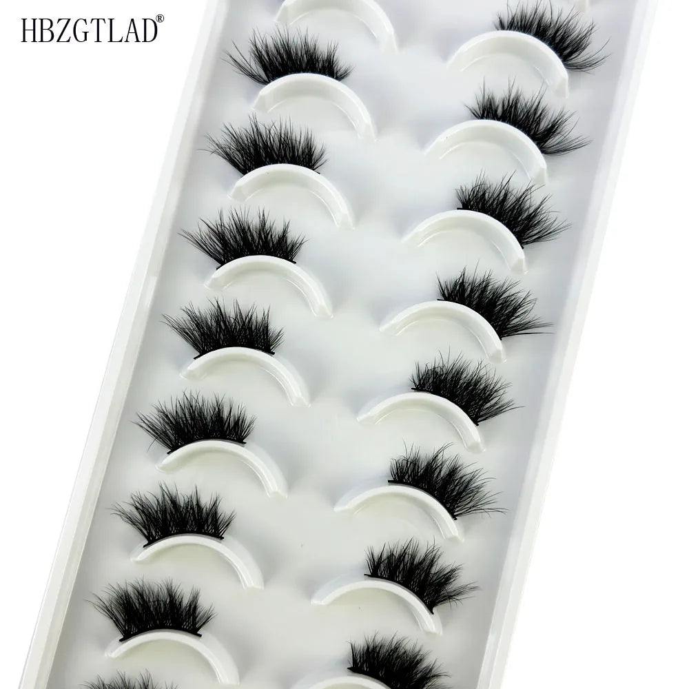 10 Pairs Half Lashes Cat Eye Natural 3D Mink Lashes Wispy Natural Crisscross False Eyelash Halves Fake Eyelash Extension Makeup