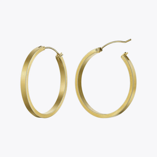 Enfashion Vintage Circle Large Hoop Earrings Matte Gold color Earings Stainless Steel Big Hoops Earrings For Women Jewelry