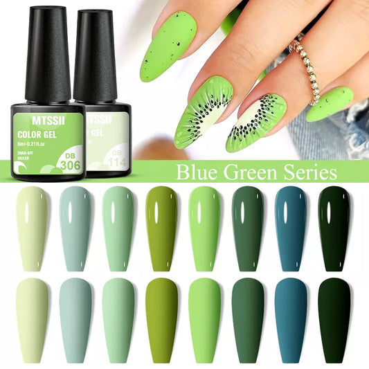 Mtssii Green Blue Uv Gel Nail Polish Top Uv Led Gel Nail Art Varnish Hybrid Soak Off Gel Lacquer Lucky Nail Paint Gel Polish