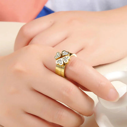 New Fashion Jewelry Unique 3in1 Heart Rings For Women Surgical Steel Nickle Free CZ Cubic Zirconia Clover rings Hot Sell