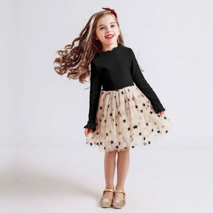 Girls Autunm Winter Long Sleeve Dress Kids Wedding Birthday Party Tutu Princess Dresses Children Clothing Casual Wear Vestidos