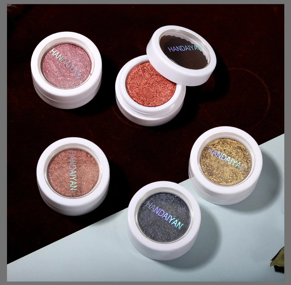 Handaiyan Glitter Eyeshadow Metal Powder Makeup Palette Shimmer White Shiny Eye Shadow Bright Make Up Cosmetics