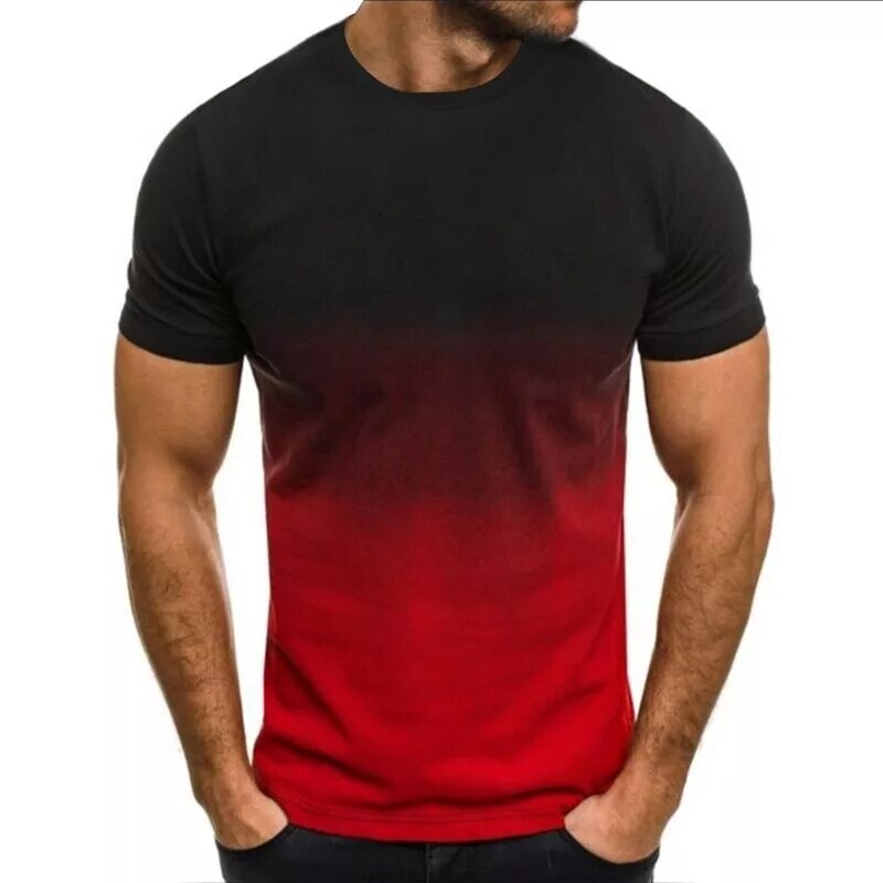 Summer Color Gradual Change Casual Men's T-Shirt 3D Fashion Print Men's Street Top Short Sleeve Oversize