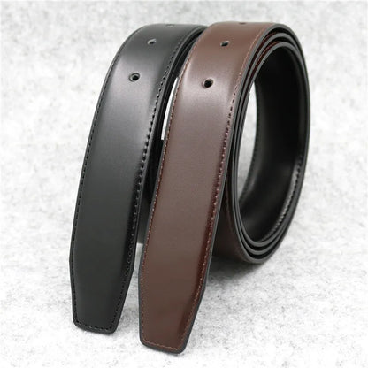 3.3cm Width High Quality Brand Belt Pure Cowhide Belt Strap No Buckle Genuine Leather Belts Pin Buckle Belt With Holes For Men