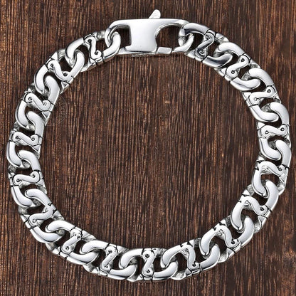 9.5mm Men's Biker Bracelet Silver Color 316L Stainless Steel Marina Link Chain Bracelets for Women Wholesale Jewelry HB19