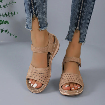 Lightweight Women's Wedges Sandals Summer Cross Strap Med Heels Sandles Woman Non-Slip Platform Gladiator Shoes Plus Size