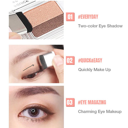 Two-color Small Box Lazy Eye Shadow Makeup Matte Eye Shadow Easy To Carry Eyeshadow Tray Professional Women's Cosmetics