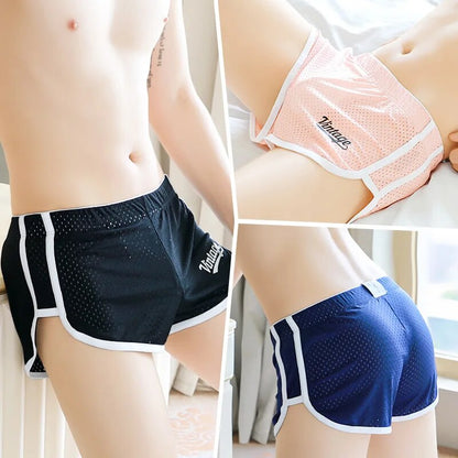 Men Sports Running  Shorts Summer Fitness Pants Trunk Mesh Breathable Sexy Boxers Home Wear Jogger Shorts Male Loose Sweatpants