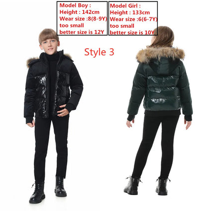 Black Winter Jacket Parka For Boys Winter Coat 90% Down Girls Jackets Children's Clothing Snow Wear Kids Outerwear Boy Clothes