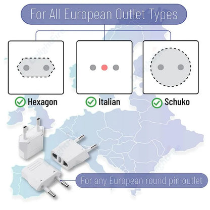 EU Plug Adapter Travel Adapter CN US To EU KR Brazil Israel Black/White Power Adapter Electrical Plug Converter Sockets Outlet