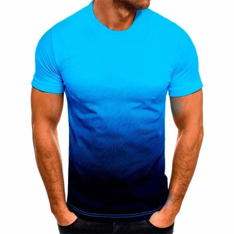 Summer Color Gradual Change Casual Men's T-Shirt 3D Fashion Print Men's Street Top Short Sleeve Oversize