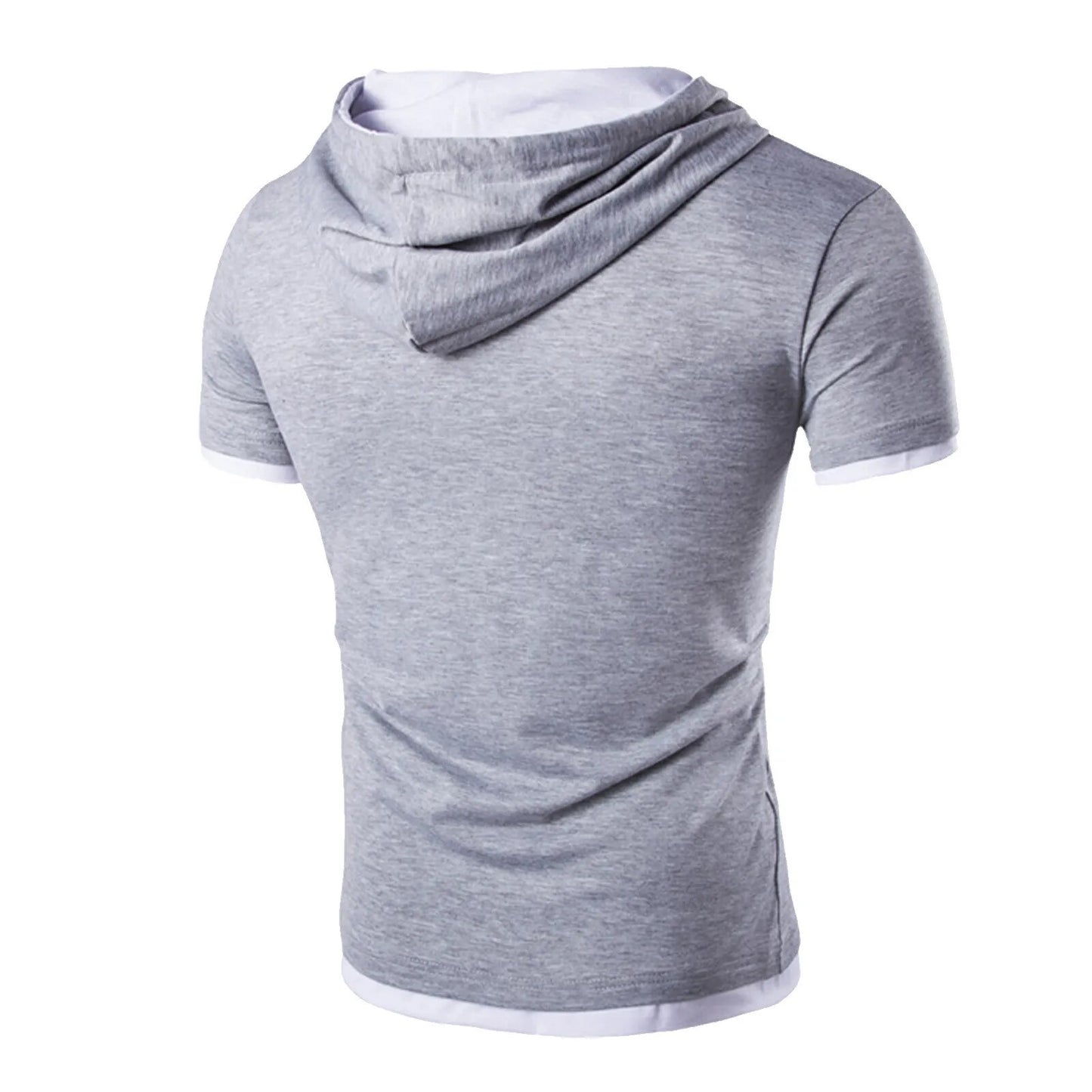 Men's Shirts Short Sleeve Men Fitness Muscle Hooded Bodybuilding Tight-drying T Shirt Tops Casual Summer Shirt For Men Clothing