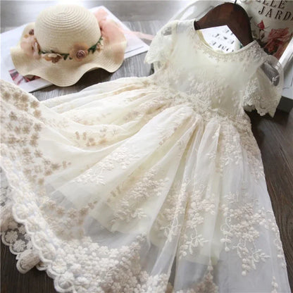 Summer Girl Dress Casual Baby Girls Clothes Kids Dresses For Girls Lace Flower Wedding Gown Children Birthday Party School Wear